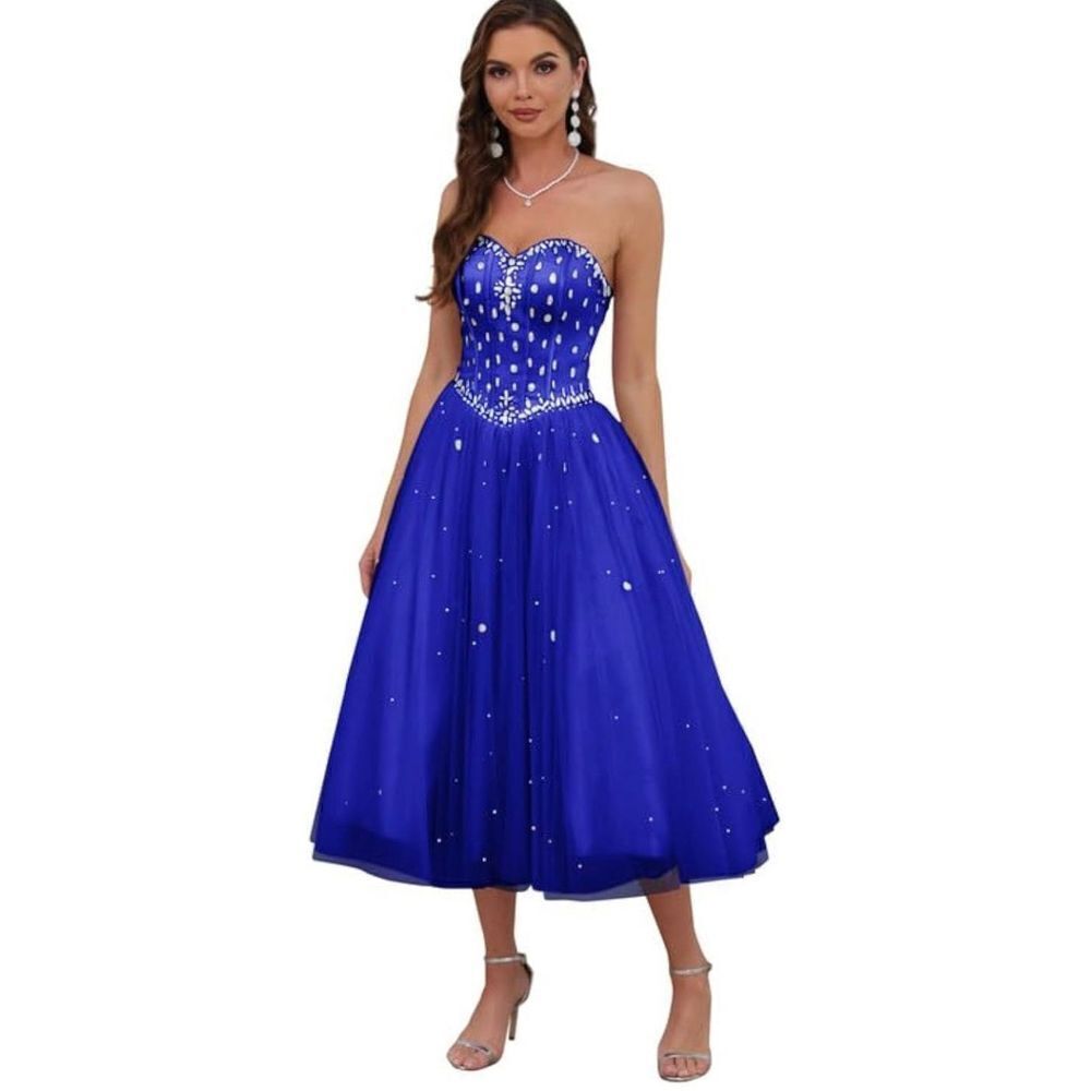 Women's Sweetheart Prom Dresses Tea-Length Ball Gown